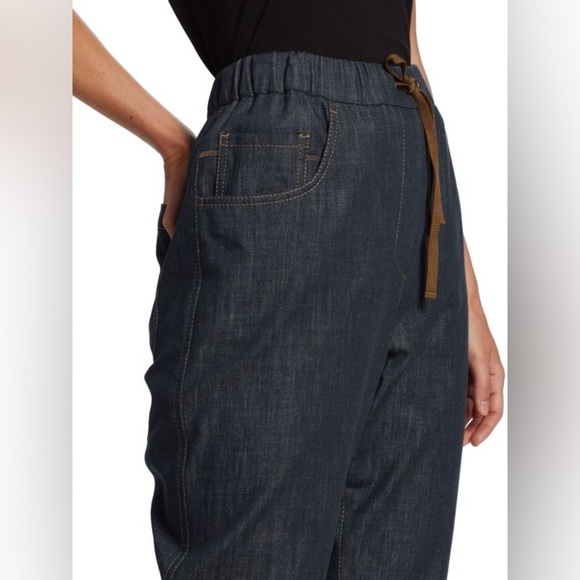 New! Brunello Cucinelli Embellished Tapered Drawstring Jeans 👖size 4 - Picture 10 of 13